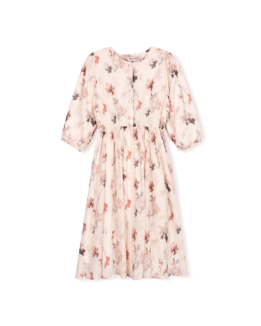 Floral Bubble Sleeve Dress