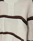 Square Cable Knit And Stripe Sweater