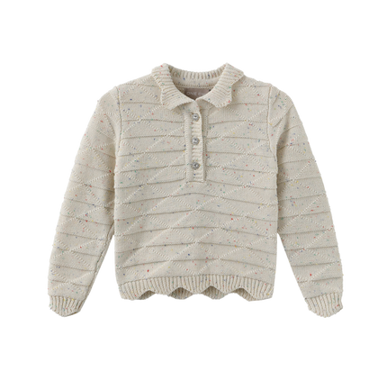 Marled Knit Scalloped Trim Set