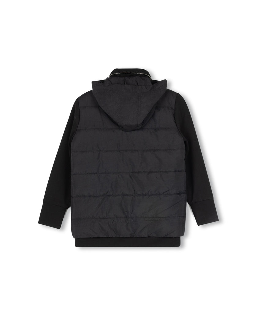 Puffed Front And Knit Sleeves Jacket