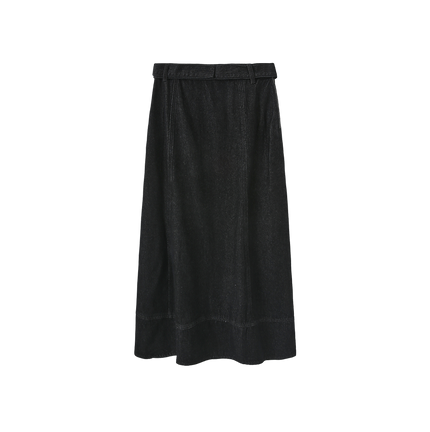 Belted Denim  Stitch Skirt