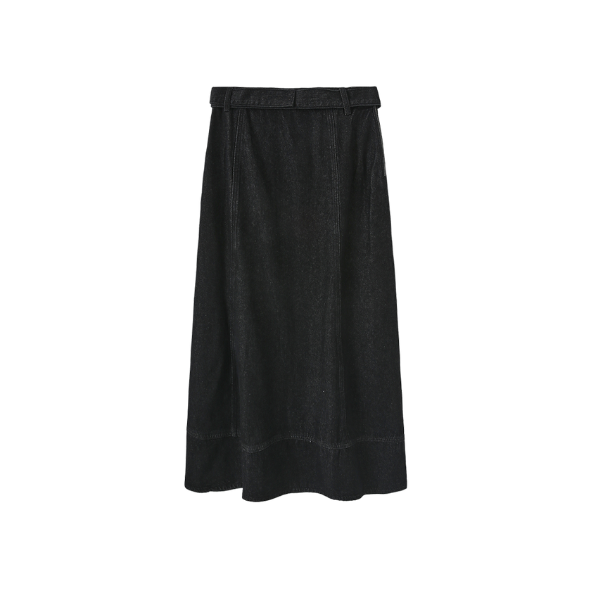 Belted Denim  Stitch Skirt