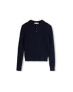 Cable Knit Long Sleeve Polo
