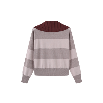 Stripe Contrast Collar Knit Sweater