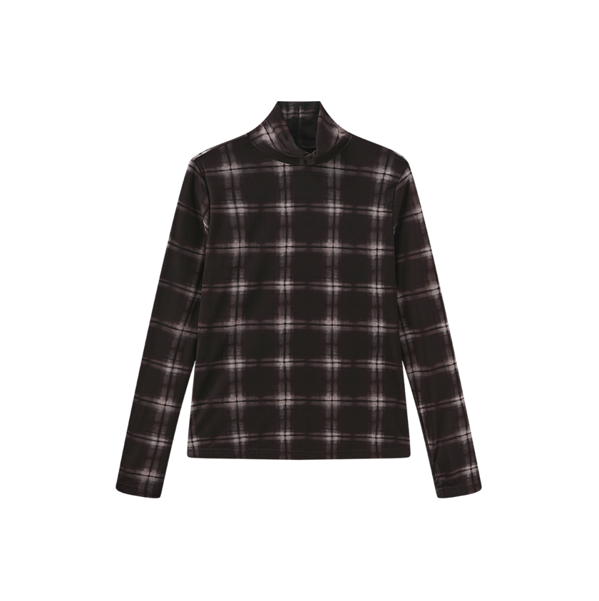 Mesh Plaid Turtleneck