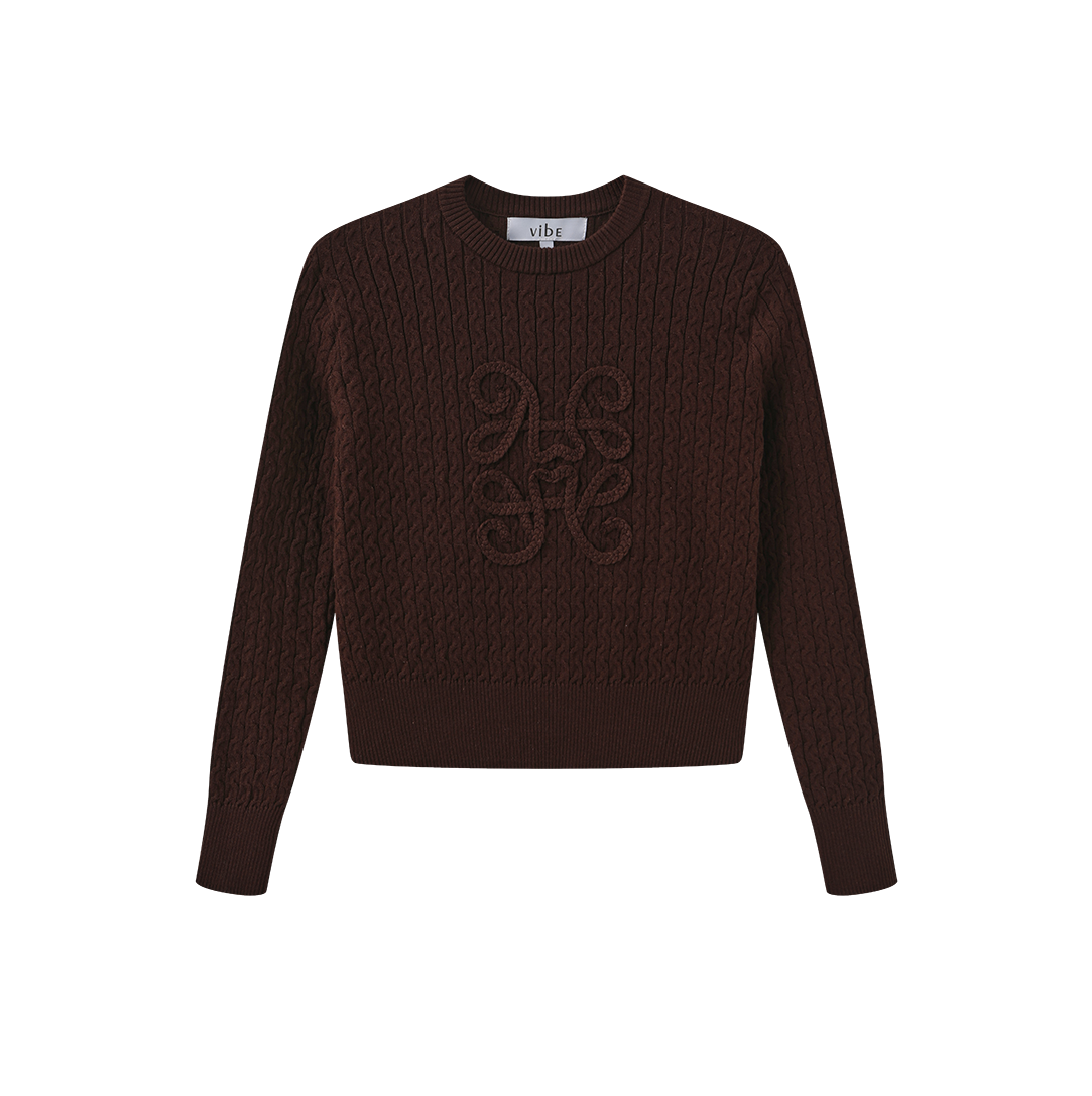 Braided Detail Logo Sweater