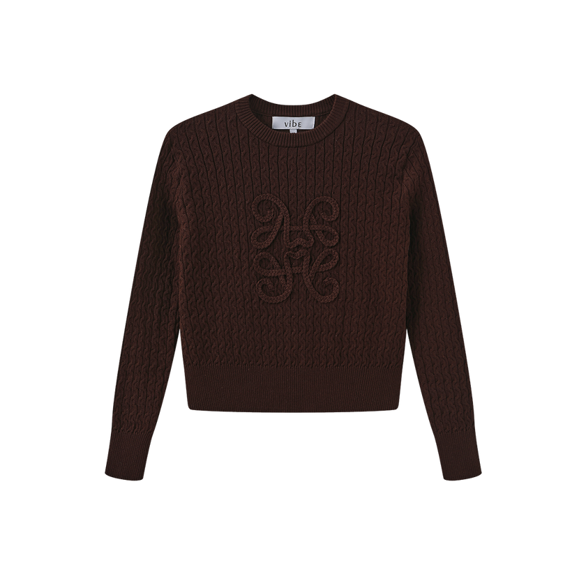 Braided Detail Logo Sweater