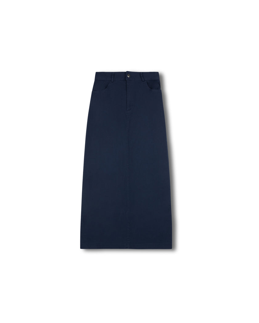 Denim Straight Maxi Skirt