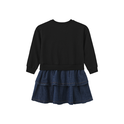 Sweatshirt And Denim Ruffle Dress