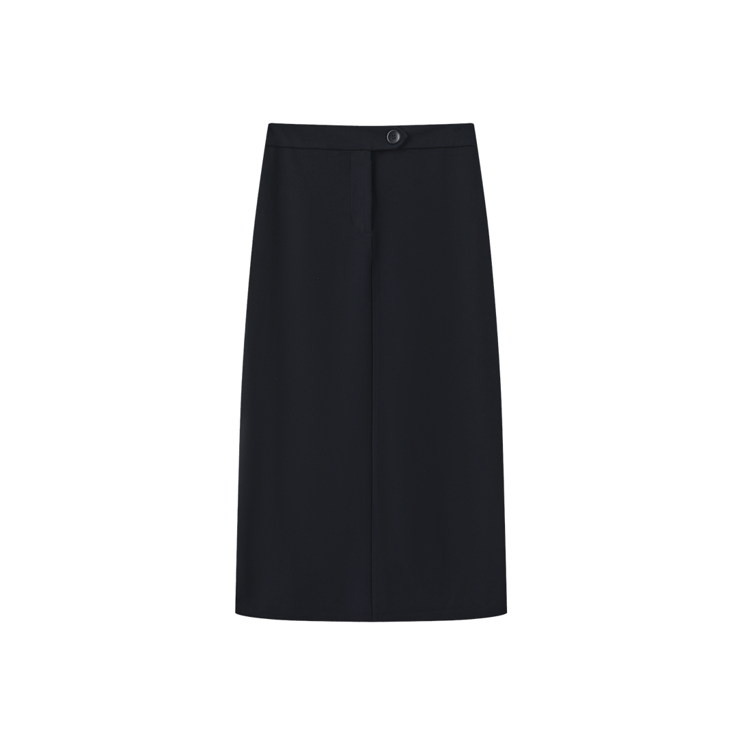 Button Wool Straight Skirt