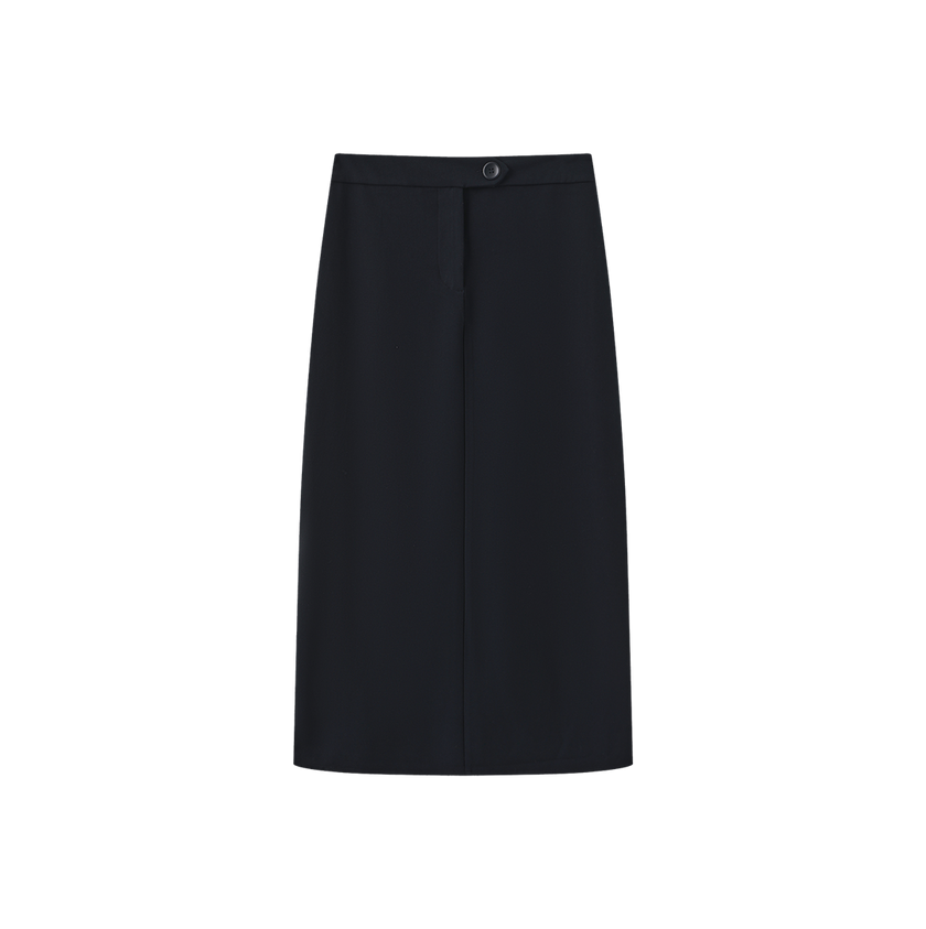 Button Wool Straight Skirt
