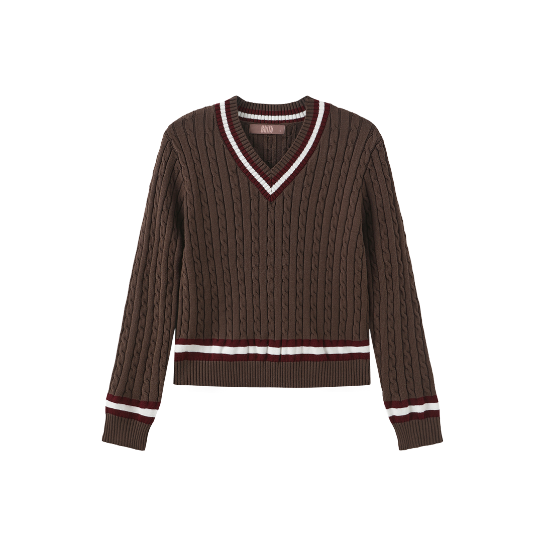 Cable Knit Trimming Sweater