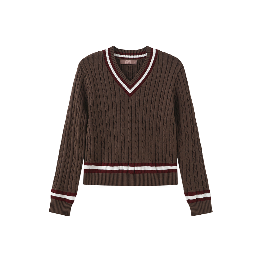 Cable Knit Trimming Sweater