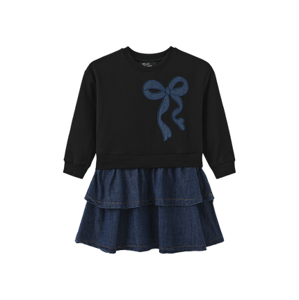 Sweatshirt And Denim Ruffle Dress