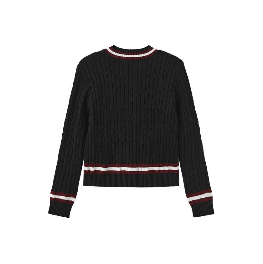 Cable Knit Trimming Sweater