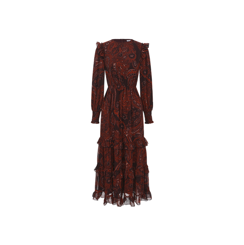 Paisley Ruffle Smocked Dress