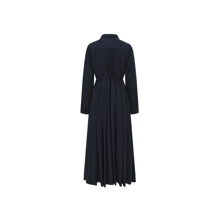 Cupro Pleat Collar Dress