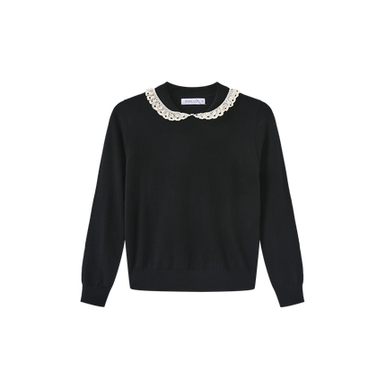 Lace Collar Knit Sweater