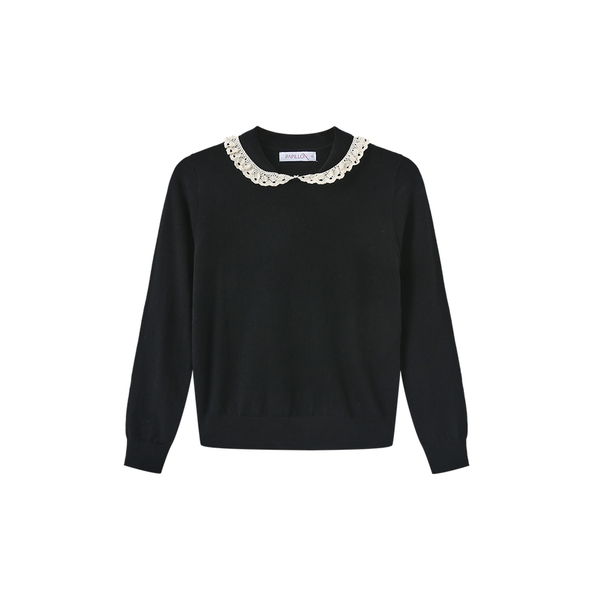 Lace Collar Knit Sweater