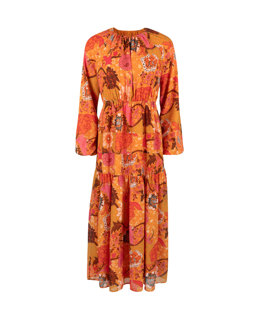 Floral Printed Chiffon Maxi Dress