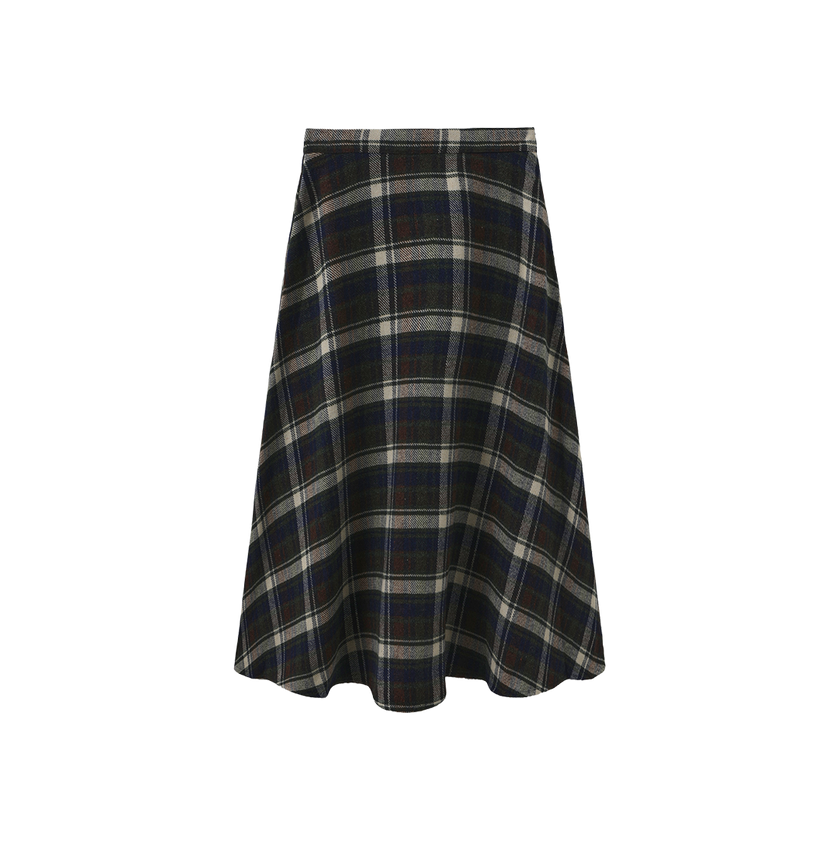 Piko Plaid Flare Skirt