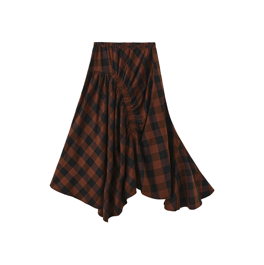 Elastic Seam Plaid Skirt