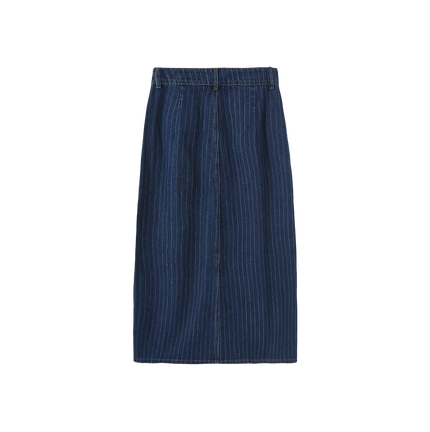 Denim Pinstripe Maxi Skirt