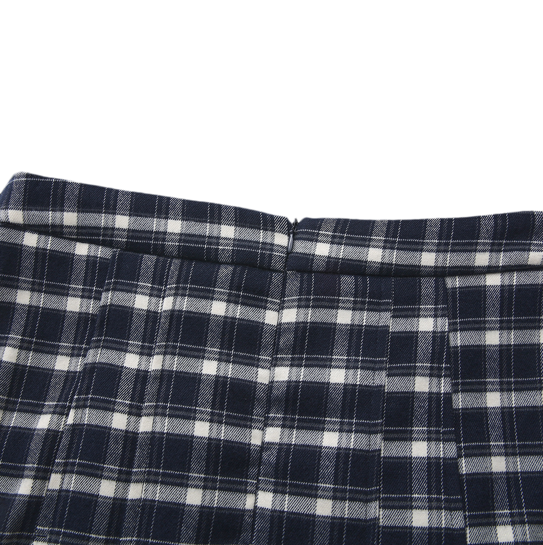 Plaid Center Pocket Pleat  Skirt