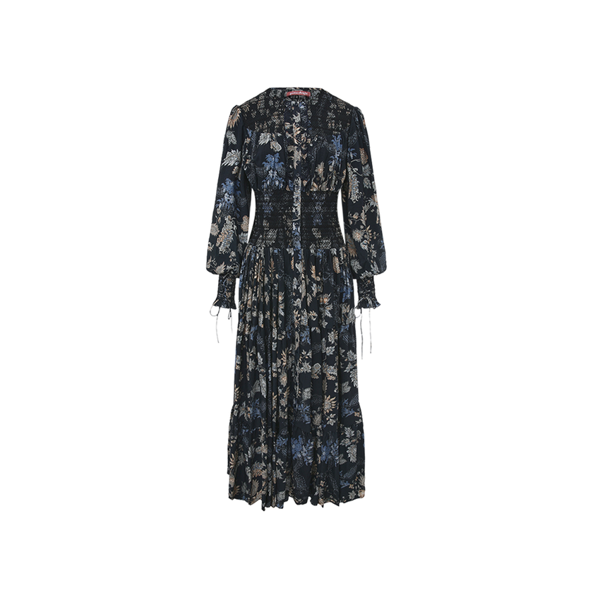 Printed Smocked Maxi Dress