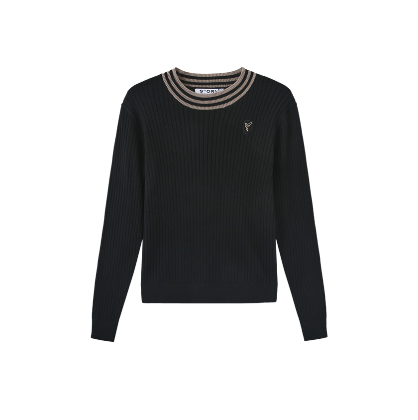 Sport Stripe Ribbed Knit Top