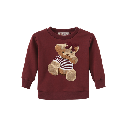 Sherpa Bow Bear Patch Sweatshirt Set