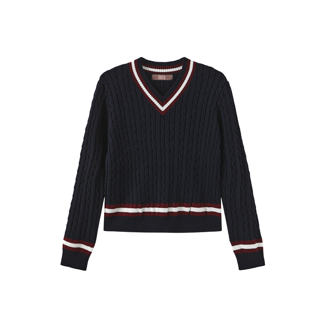 Cable Knit Trimming Sweater