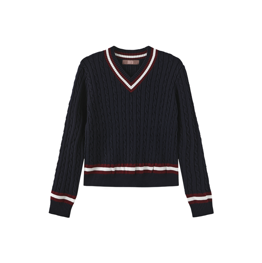 Cable Knit Trimming Sweater