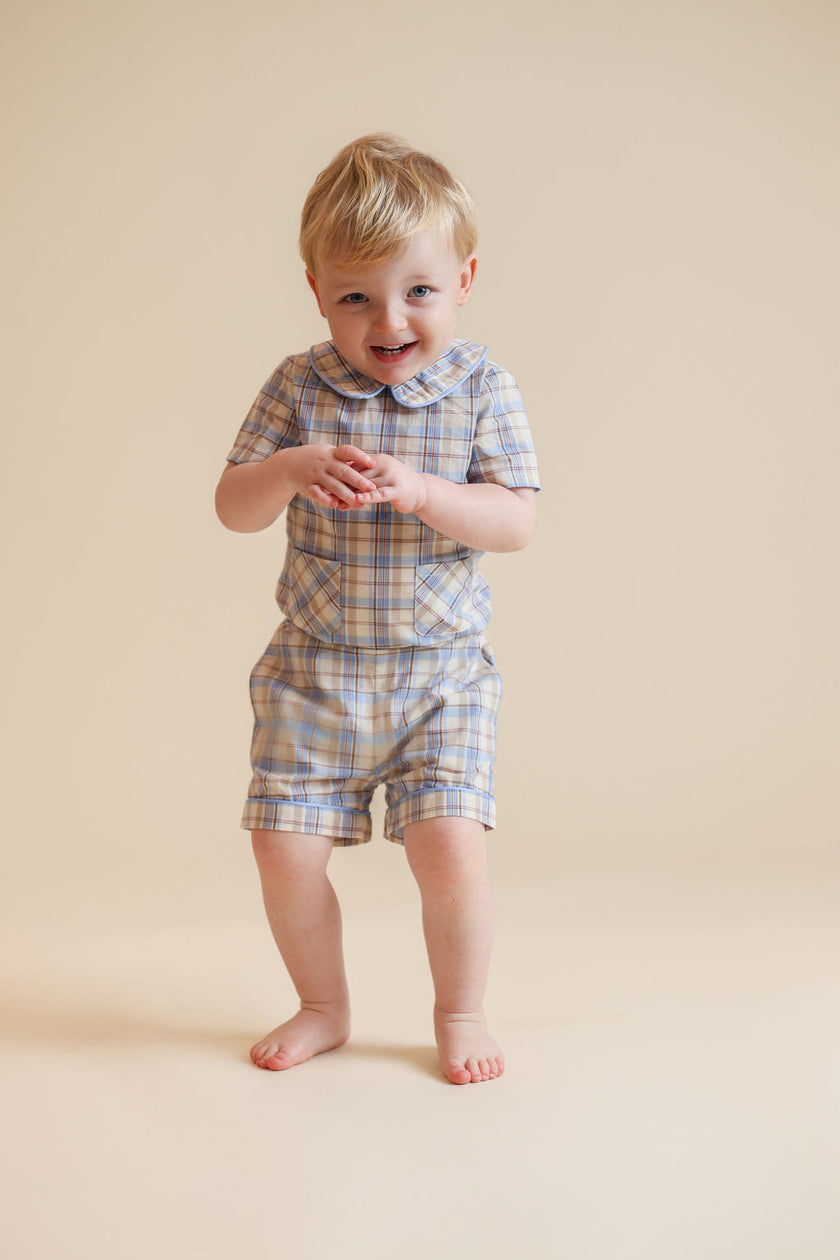 Farrow Plaid Pocket Blouse And Shorts
