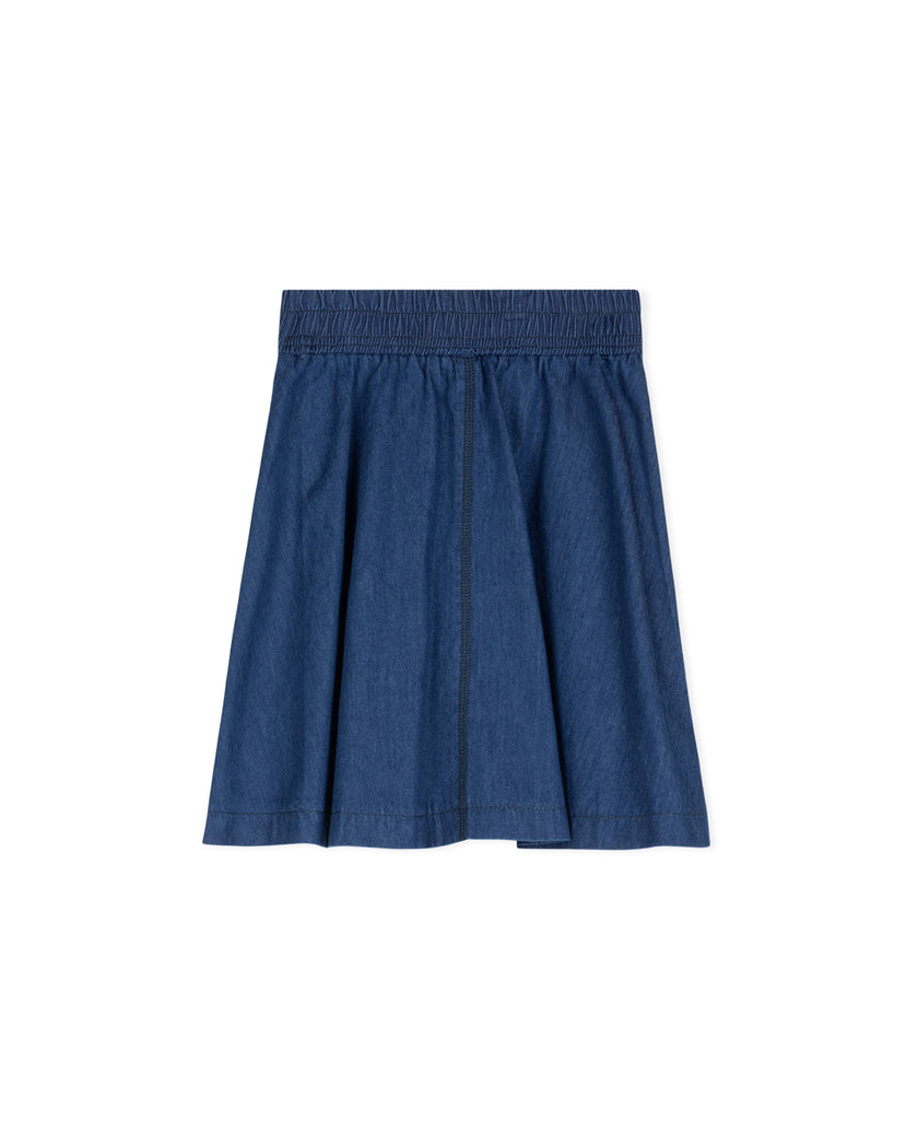 Chambray Denim Flare Short Skirt
