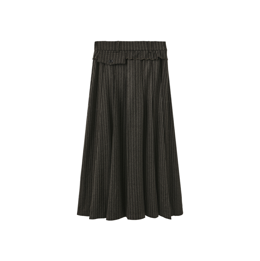 Scallop Detailed Pinstripe Skirt