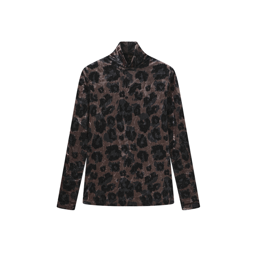 Velour Lepoard Turtleneck
