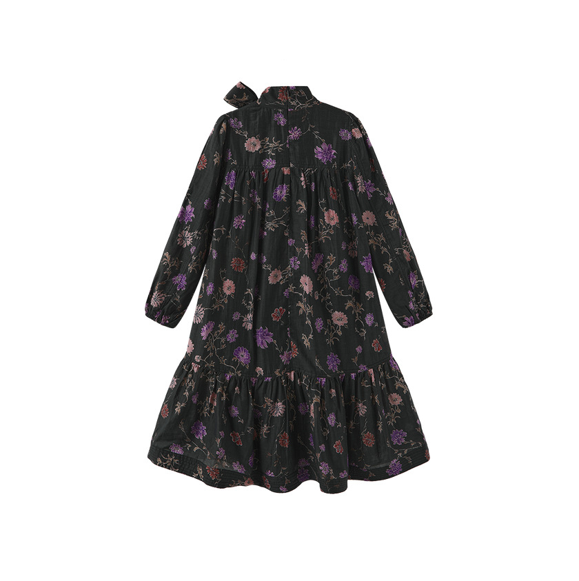 Neck Bow Bottom Tier Dress