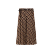 Kick Pleat Plaid Belted Skirt