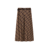 Kick Pleat Plaid Belted Skirt