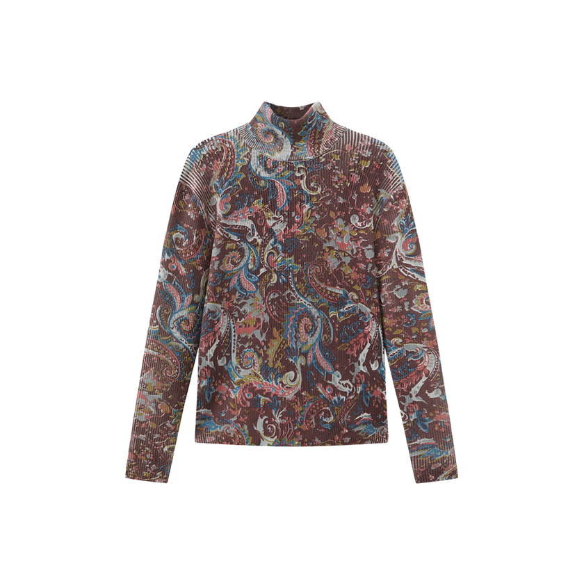 Ribbed Printed Sweater