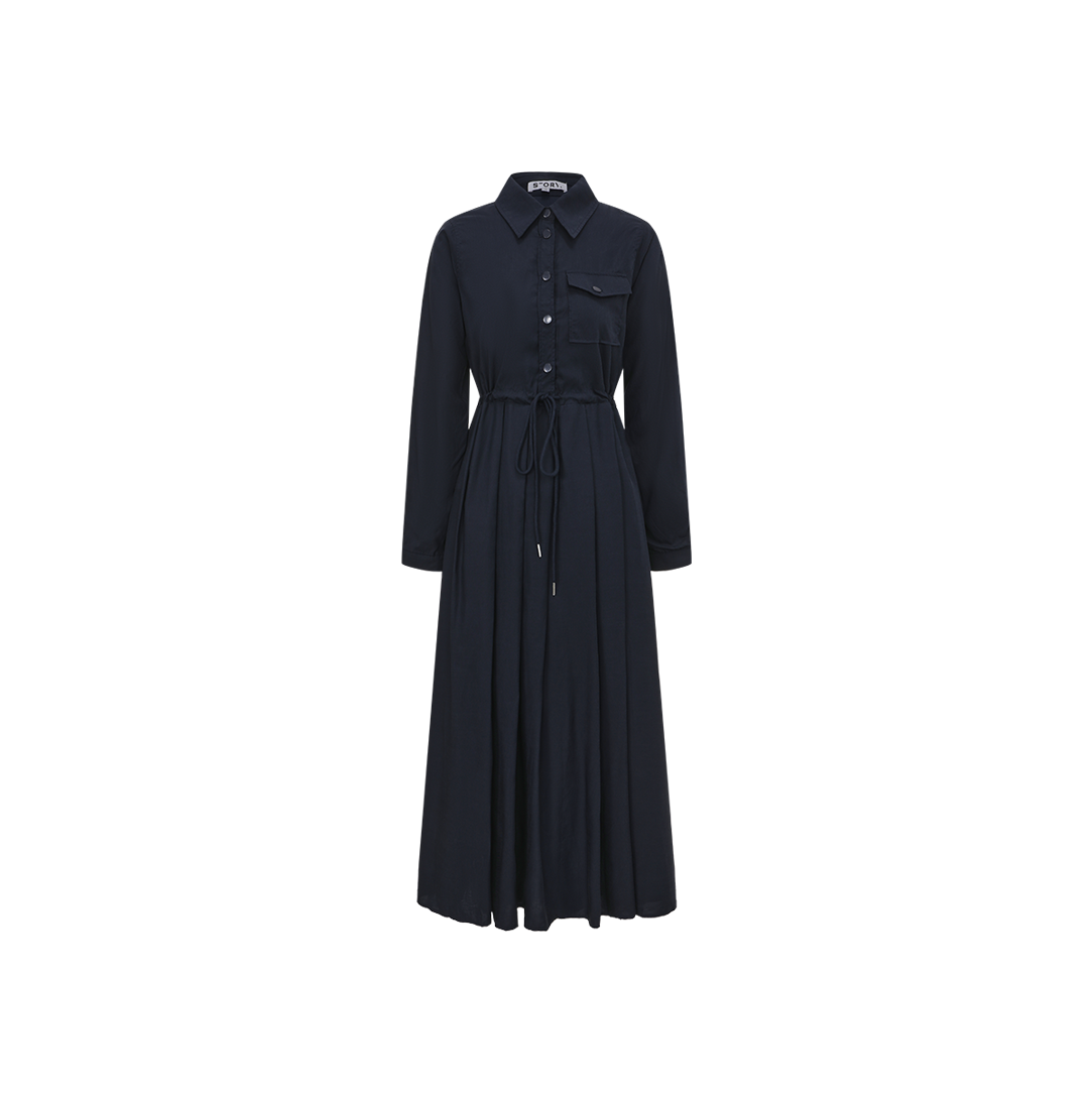 Cupro Pleat Collar Dress