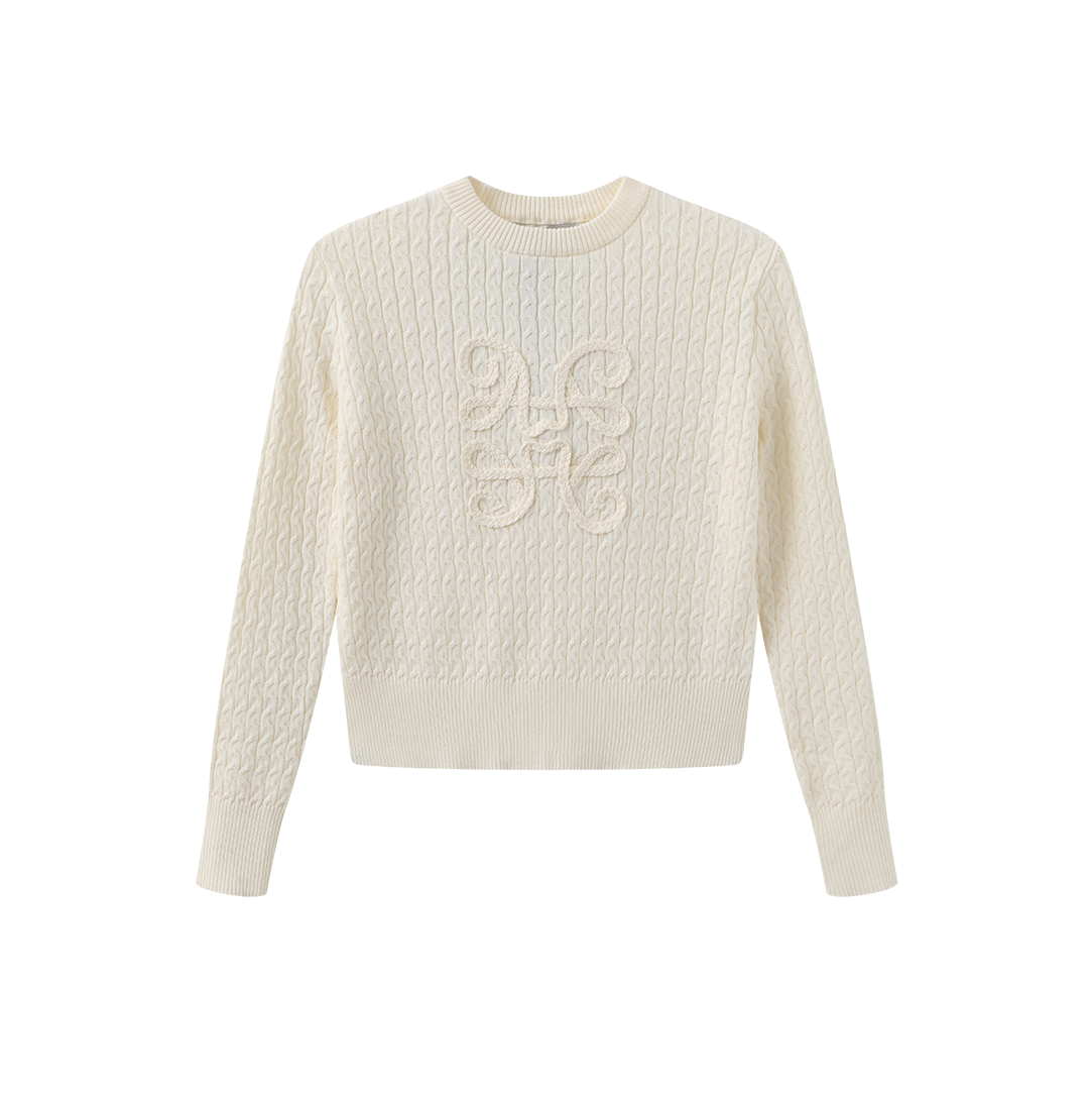 Braided Detail Logo Sweater