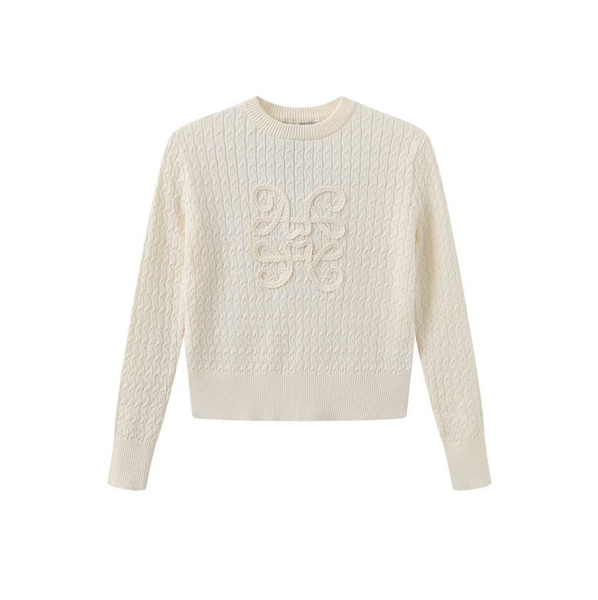Braided Detail Logo Sweater