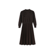 Chunky Knit Leather Pleated Dress