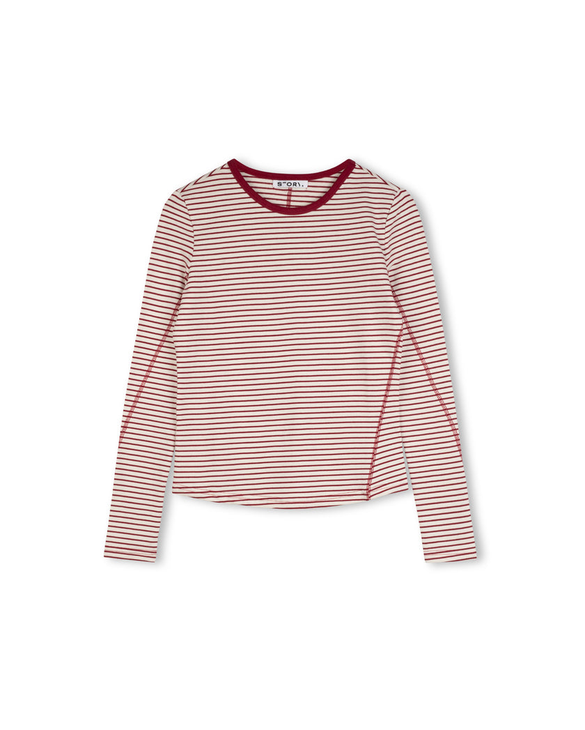 Striped Seamed Detailed Tee