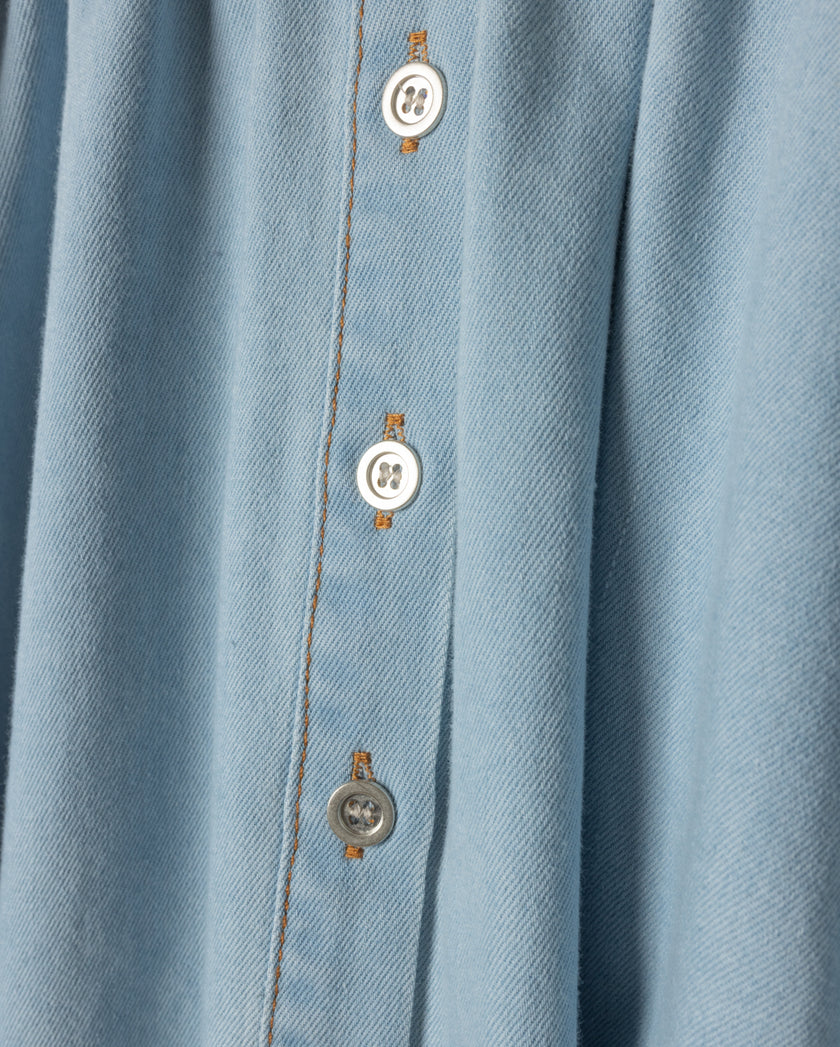 Chambray Flowy Side Pocket Skirt
