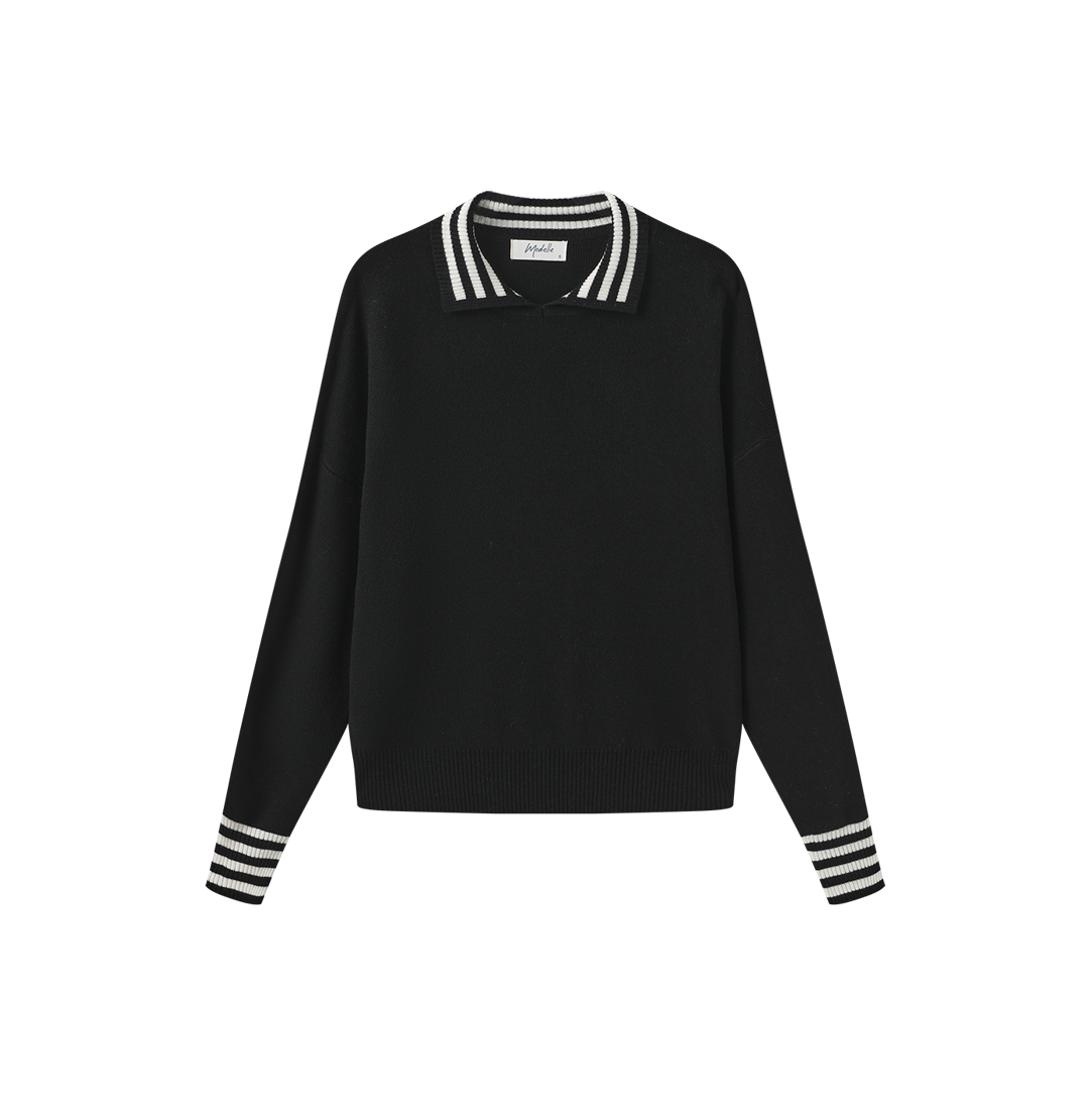 Knit Stripe Trimmed Sweater