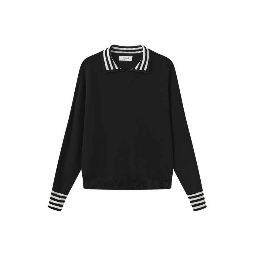 Knit Stripe Trimmed Sweater