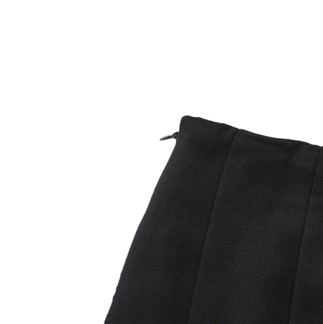 Wool Box Pleat Midi Skirt